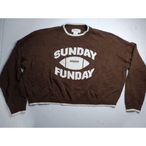 Jessica Simpson Brown‎ Sunday Funday Football Sweater Women's XL
